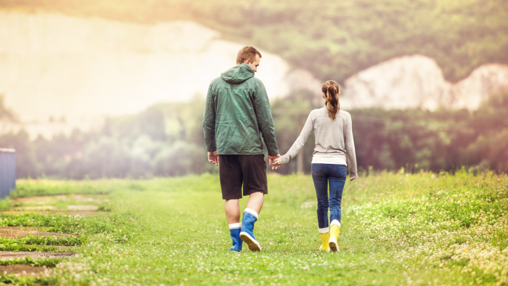 Couple going for a walk in nature